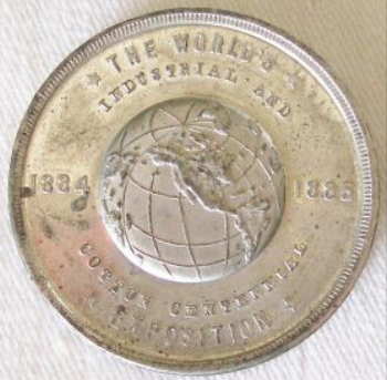 World's Industrial and Cotton Centennial Expositon Commemorative Medal with Cotton Fields