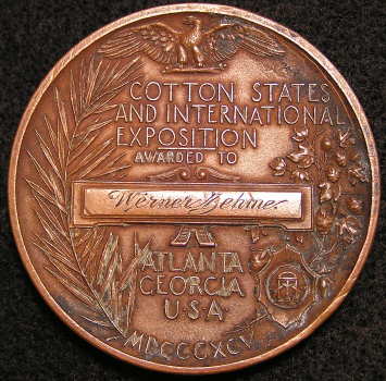 Bronze Award Medal - Atlanta 1895 Cotton States and International Exposition