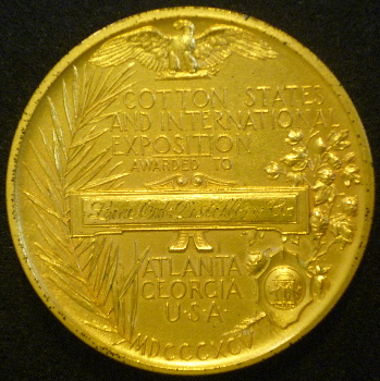 Gold Medal from the Cotton States and International Exposition