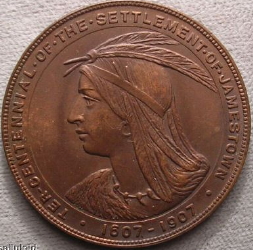 Bronze Official Medal 1907 Jamestown Tercentennial Exposition
