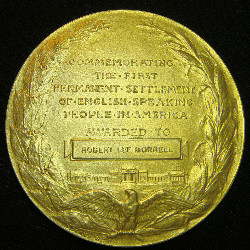 1907 JAMESTOWN TERCENTENNIAL GOLD PLATED LARGE AWARD MEDAL