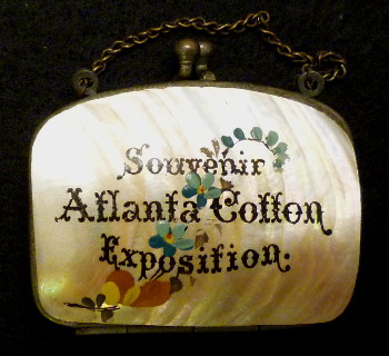Souvenir Coin Purse from 1881 Atlanta Cotton Exposition in Atlanta GA. Hand painted on perl type facing