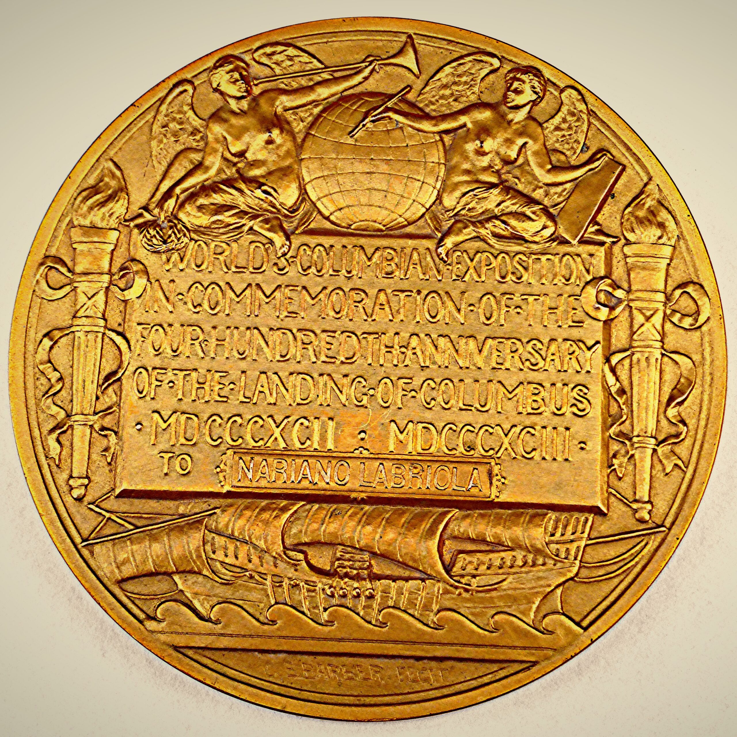 1893 Gold Award medal exposition