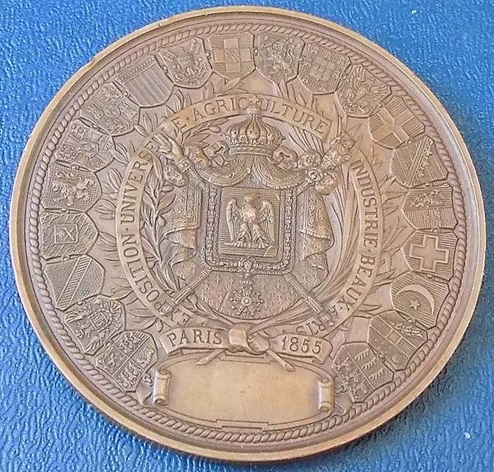 Bronze Medal 1855 Paris Exposition